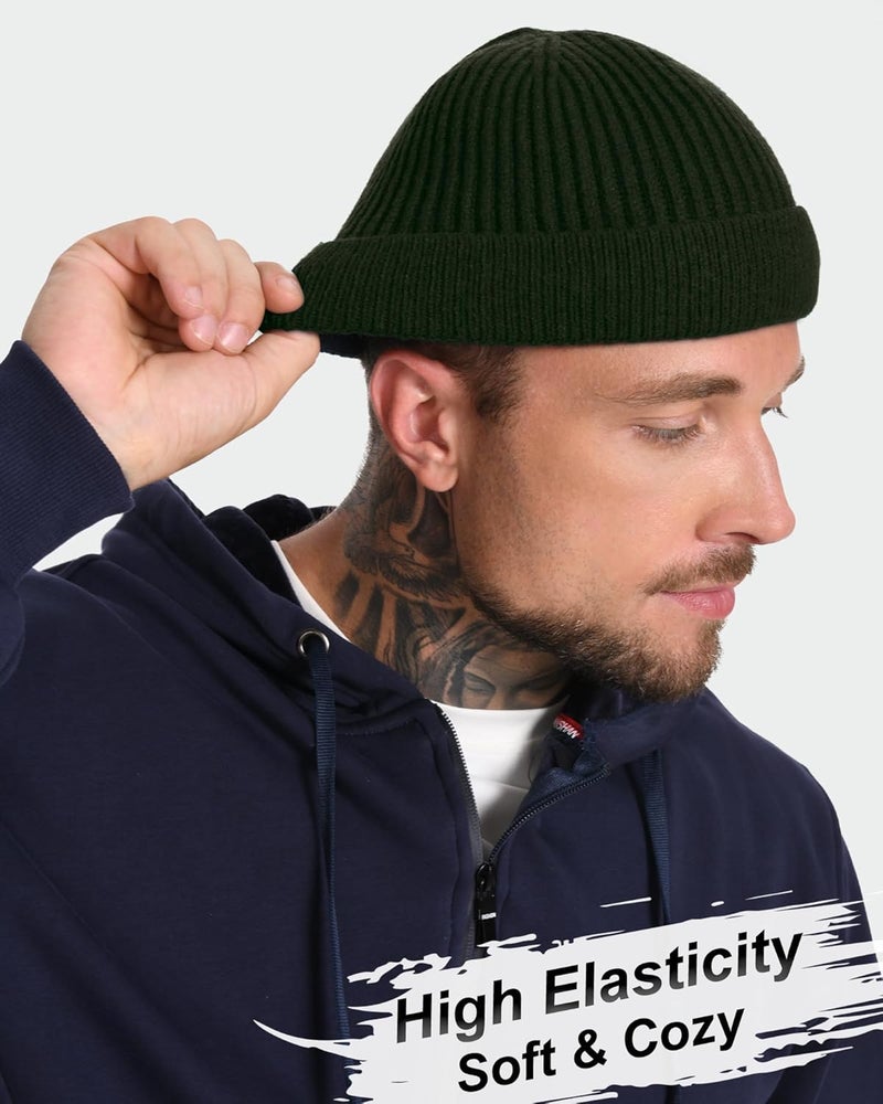 Roybens Short Fisherman Beanie for Men Women, Wool Warm Winter Hat, Swag Knit Cuff Soft Trawler Beanies Watch Cap Skull Caps - Image 5